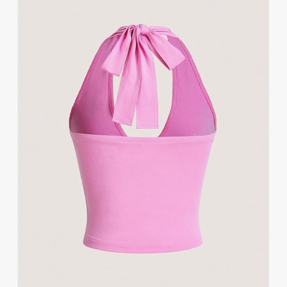 Barbie Pink halter tank top shirt gym yoga beach festival rave summer beach nwt - Picture 3 of 3